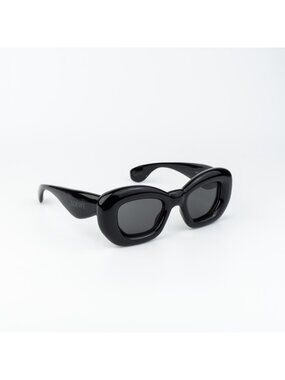 Loewe Women Sunglasses Black Smoke Cat Eye LW40117I INFLATED 01A NEW AUTHENTIC